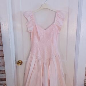 Steppin' Out Blush Pink Lace Dress Vintage Made In The USA size 7